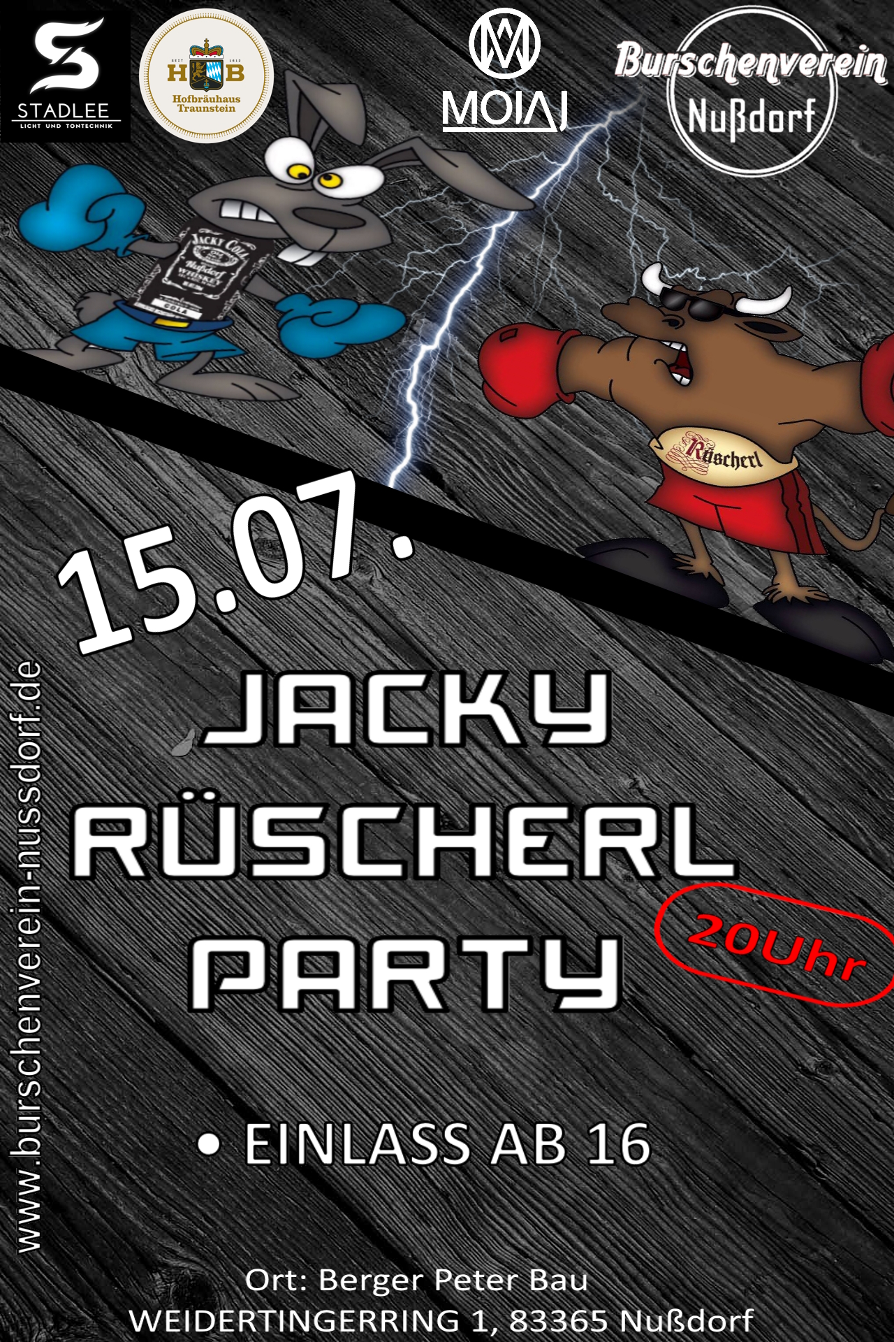 Flyer Jacky vs Rüscherl Party 2023